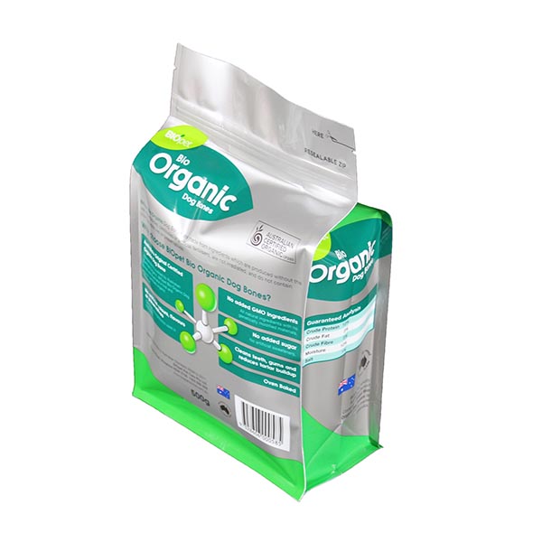 Metalised block packaging bag with zipper for pet food
